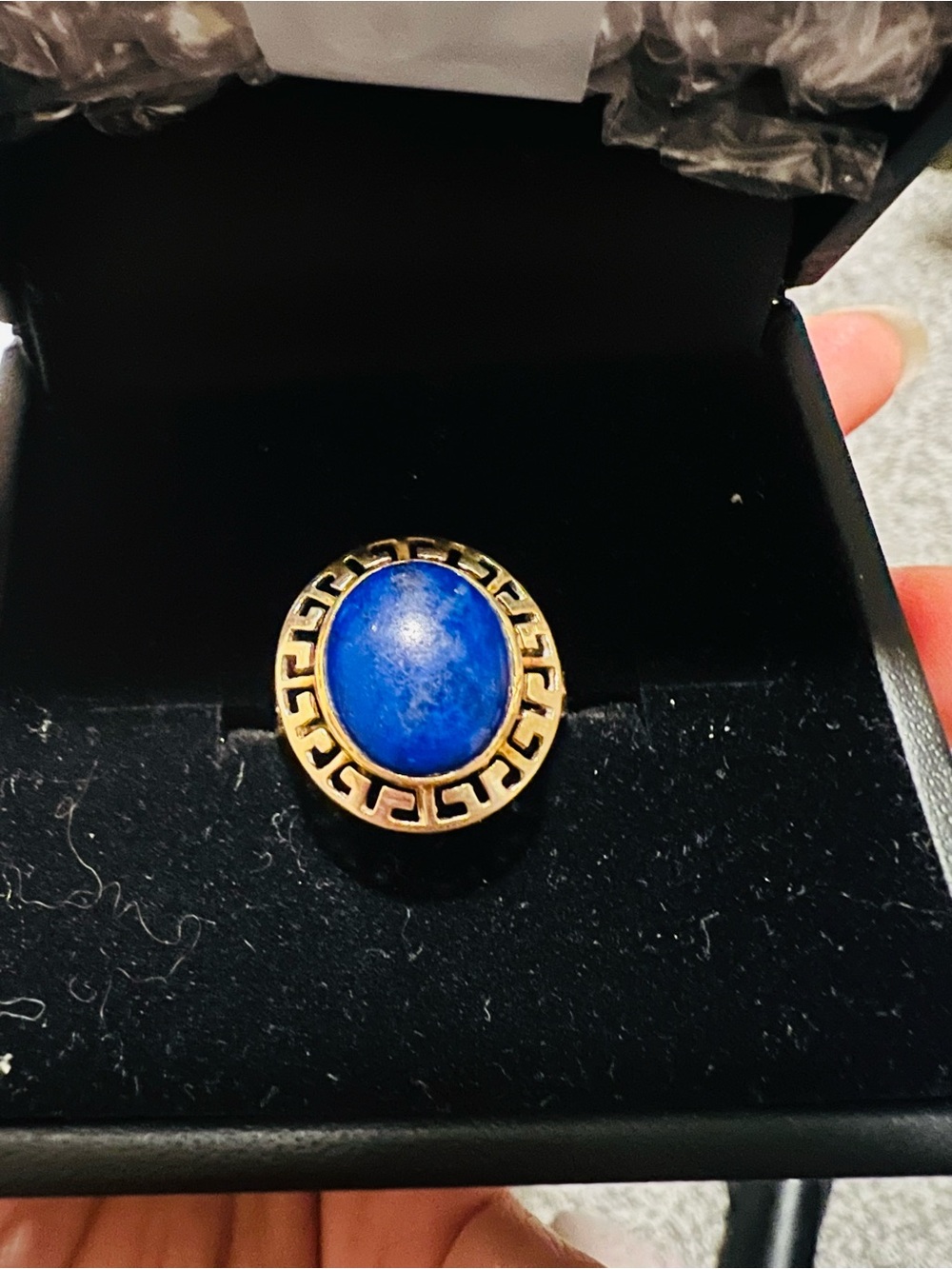Blue Stone Gold-Tone Statement Ring